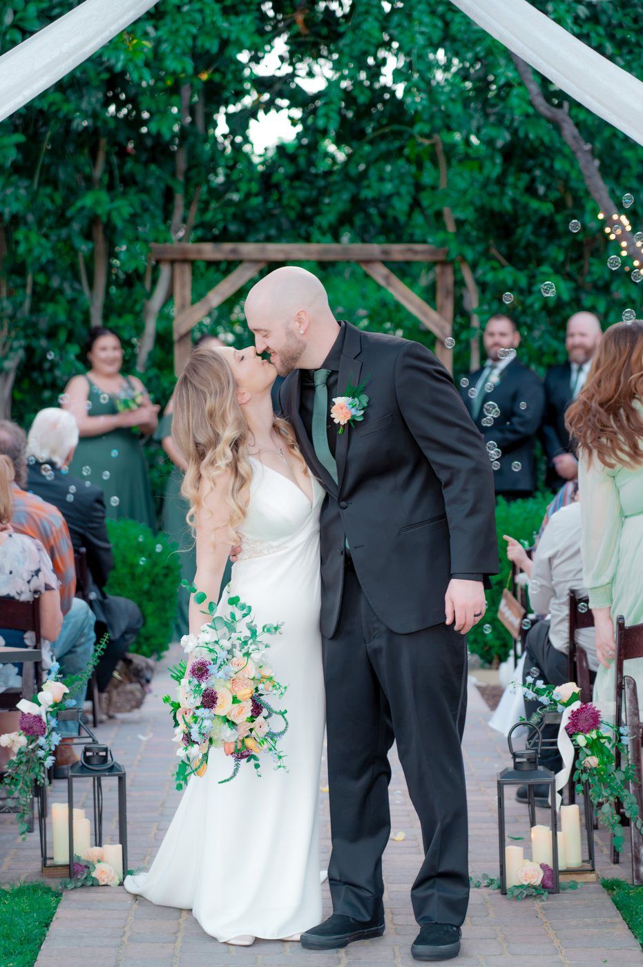 Garden wedding ceremony at golden hour, Las Vegas