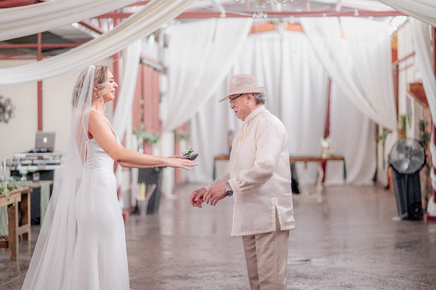 Bride's first look with her father